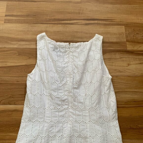 Ann Taylor Sleeveless Eyelet Lace White Midi Dress Size 4 Lined Zip Cotton - Picture 7 of 9
